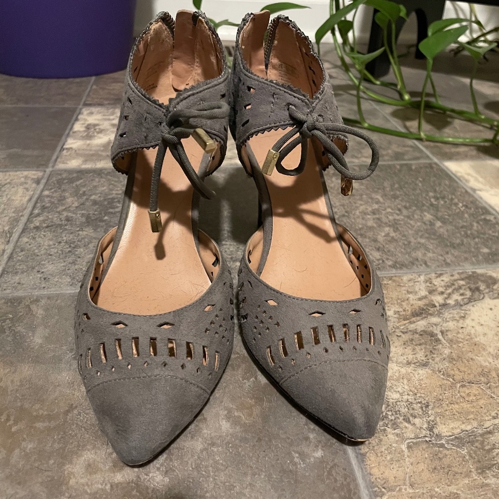 Grey suede heels